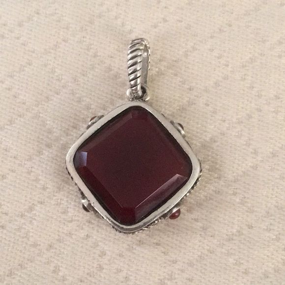 BARSE Sterling Silver Rope Embellished Red Carnelian Pendant - Picture 11 of 11